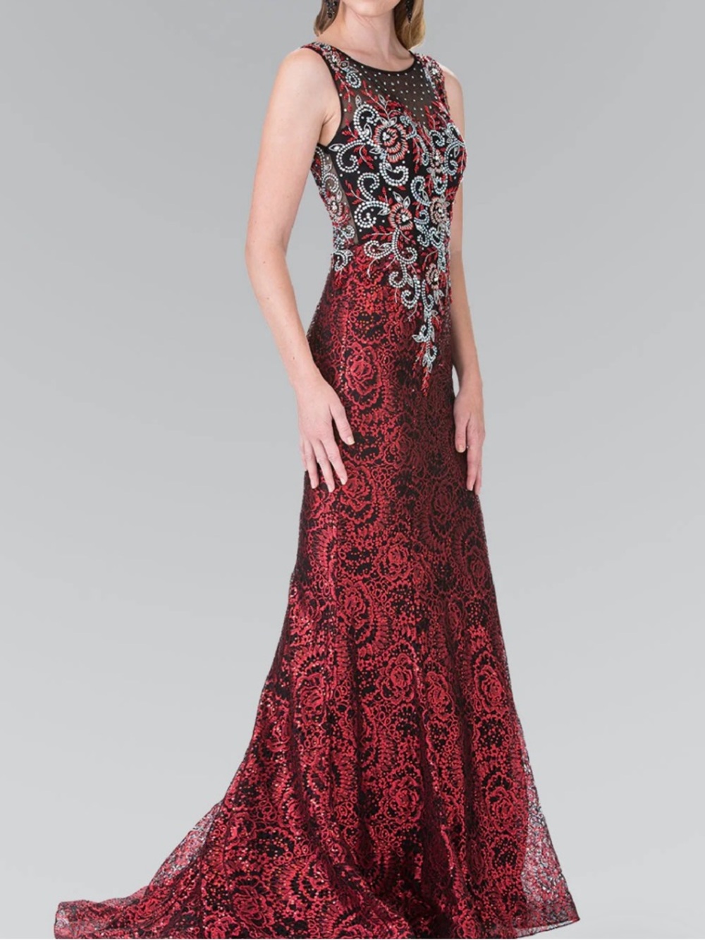New Long Floral Embroidered Sequined Dress by Elizabeth K GL2341